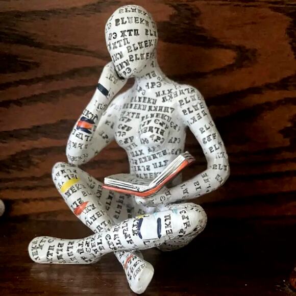 Reading Woman Sitting Crossed Legged Figurine For Readers or Writers - Picture 6 of 7